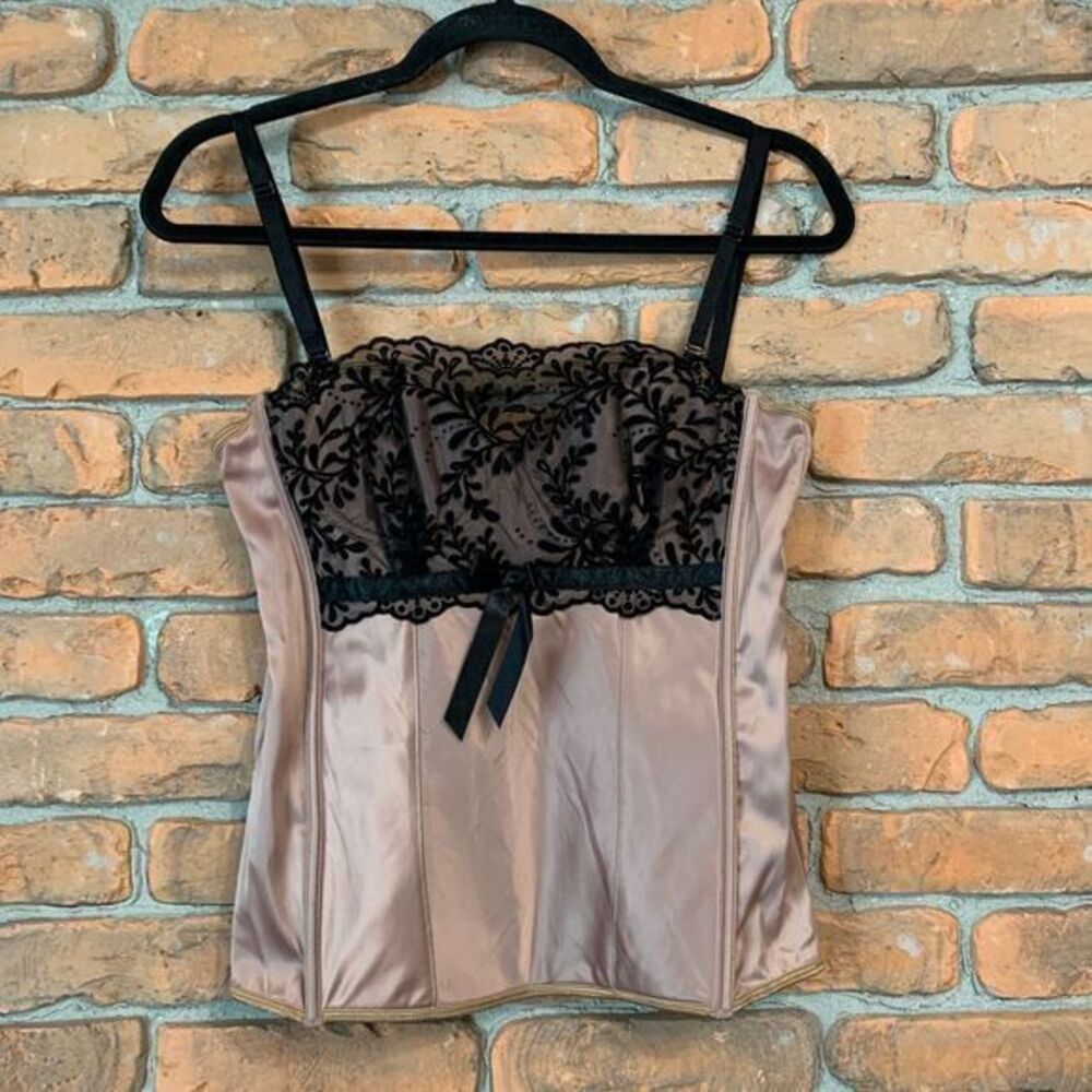 Ambrielle Satin Corset Lingerie Lace Lightly Lined Underwire Shapewear Large